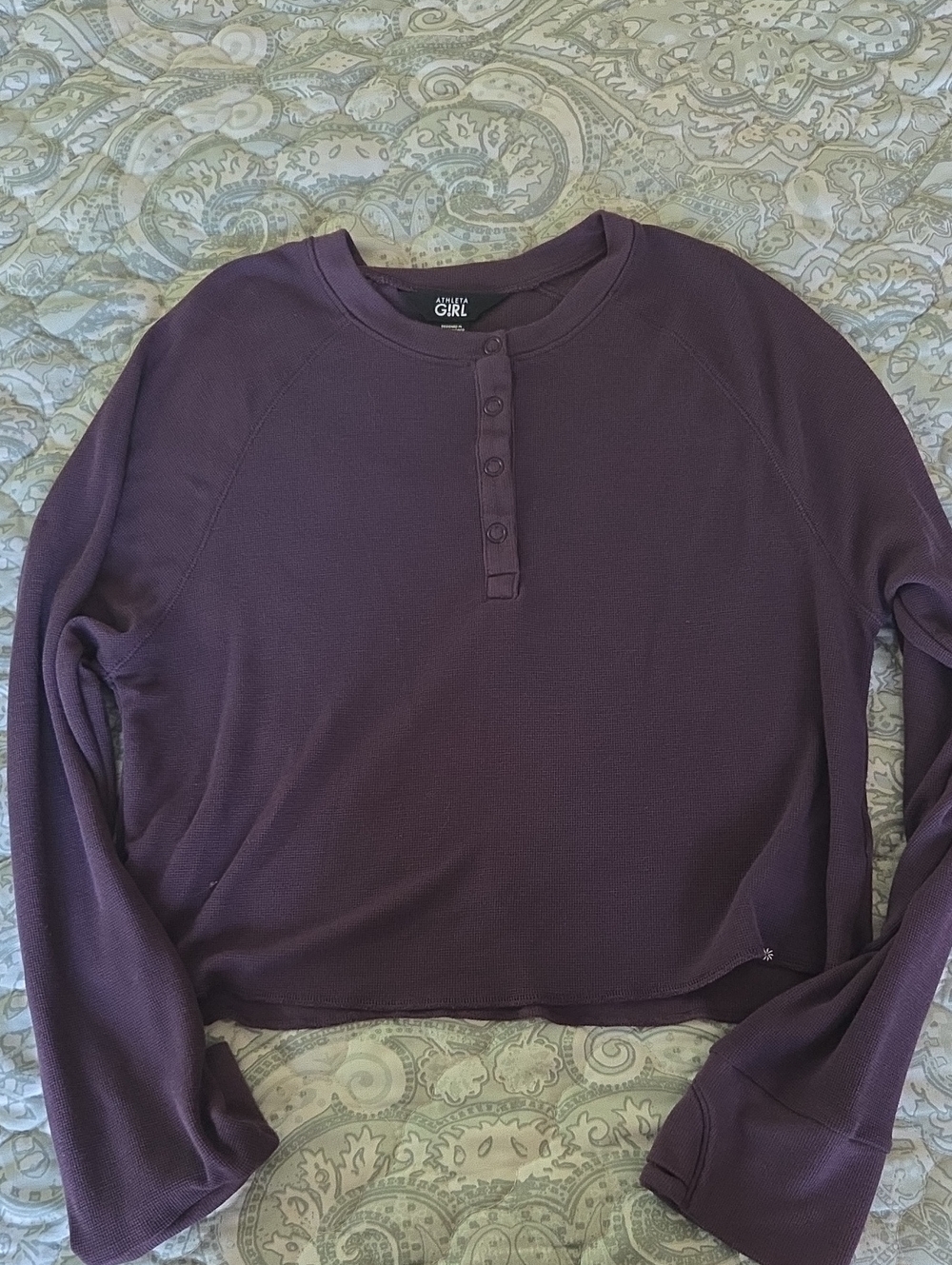 Athleta Dark Plum Henley Long Sleeve Top